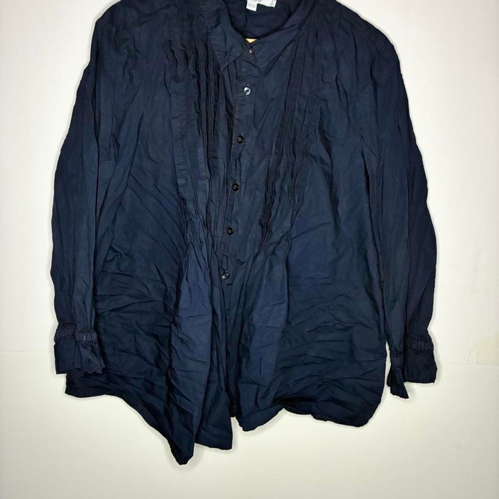 Chico's Navy Blue Long Sleeve Button Up Blouse